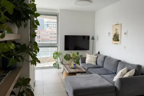 Spacious living room in a Gindi TLV apartment