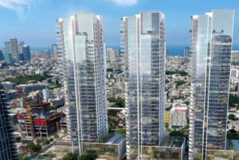 Loft apartment floor plan emphasizing its prime location in B.S.R SARONA, directly facing the green and historic Templars Park.