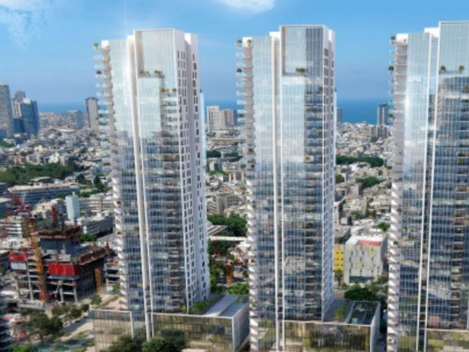 Loft apartment floor plan emphasizing its prime location in B.S.R SARONA, directly facing the green and historic Templars Park.