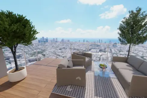Penthouse terrace with open sea view in B.S.R United Sarona